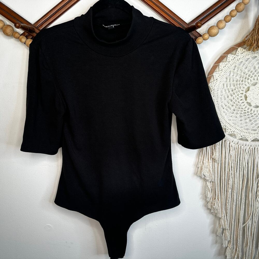 Steve Madden Black Puff Sleeve Bodysuit